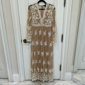 Forever 21 Sheer Mesh Embroidered Maxi Dress